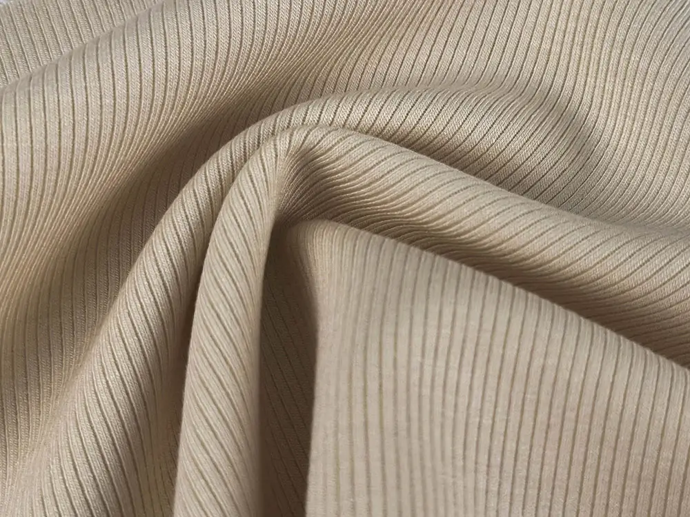 Beige rib knit fabric texture