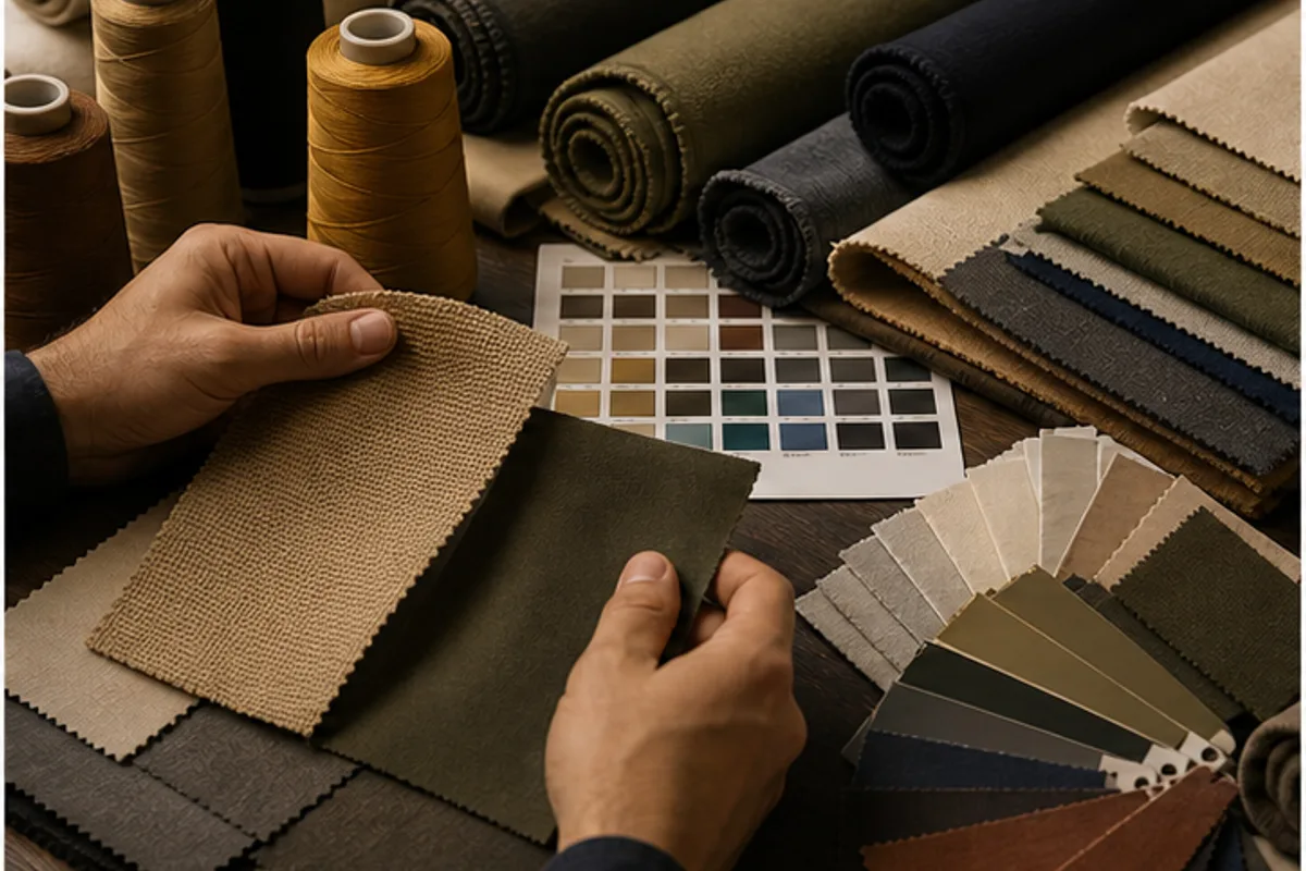 Fabric rolls and material sourcing for custom apparel production