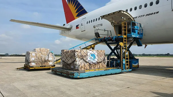 Packed apparel shipment prepared for export