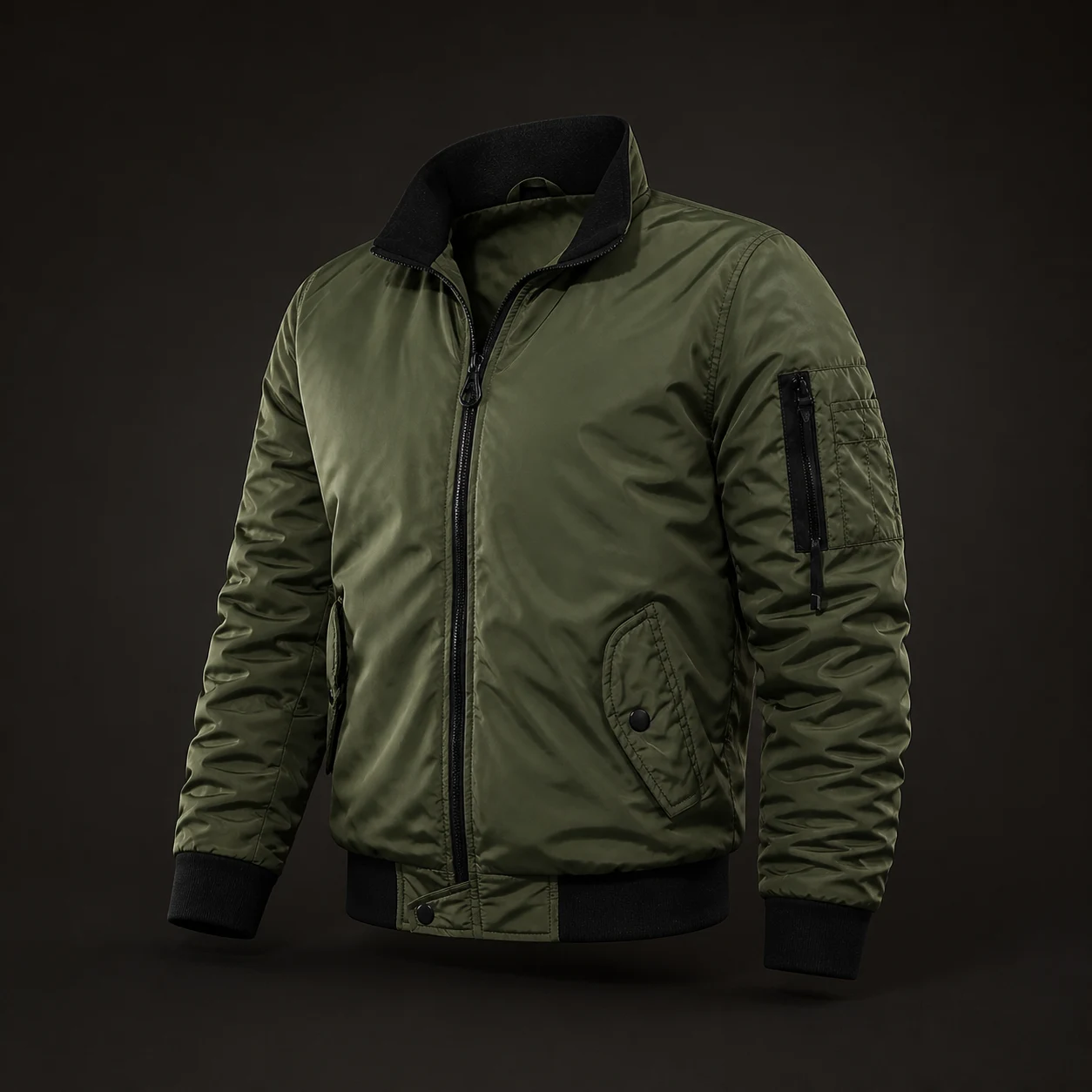 Green custom bomber jacket manufacturing sample