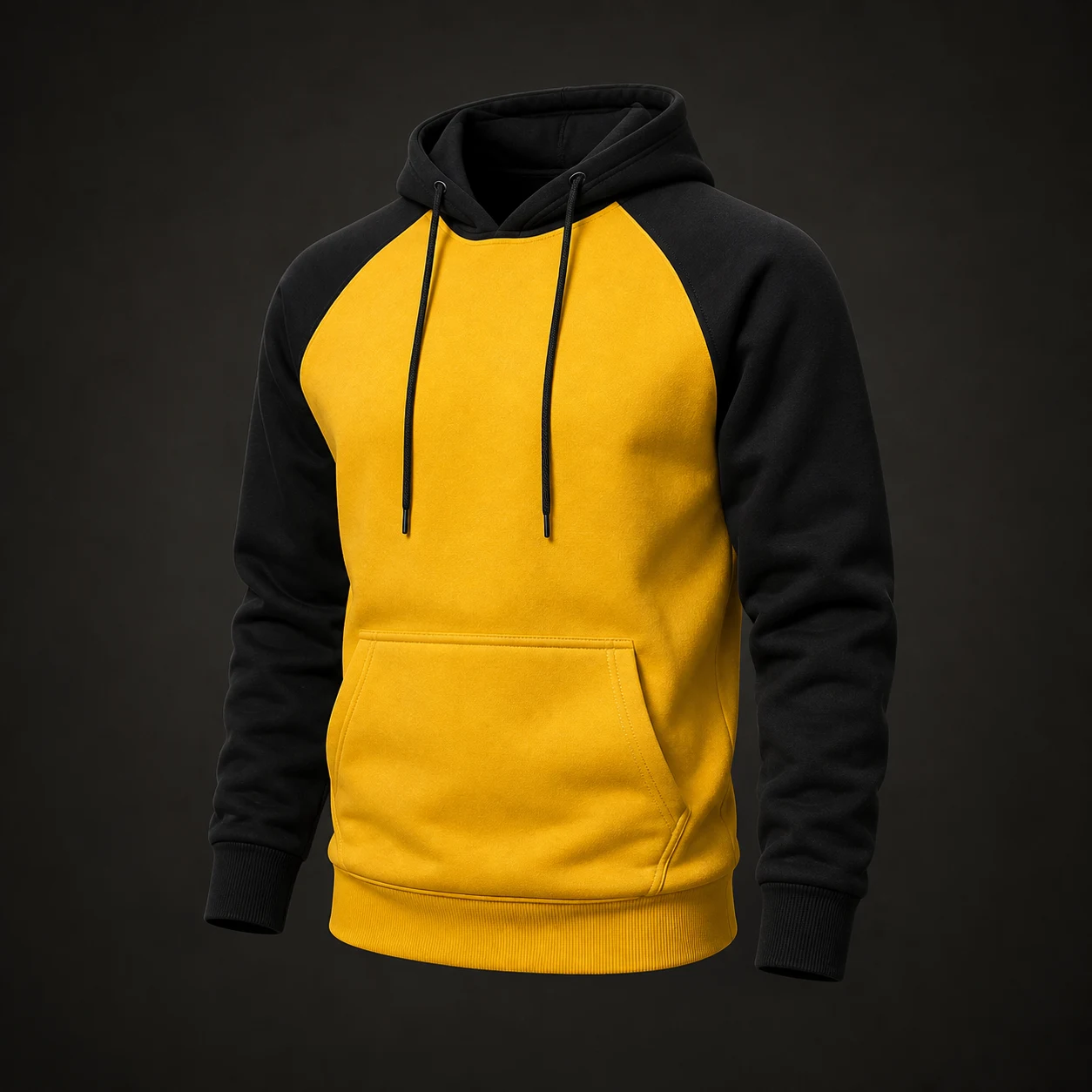 Yellow and black custom fleece hoodie manufacturing sample