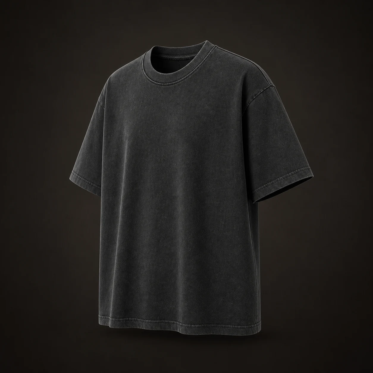 Blank heavyweight oversized t-shirt shown at an angled view for custom manufacturing