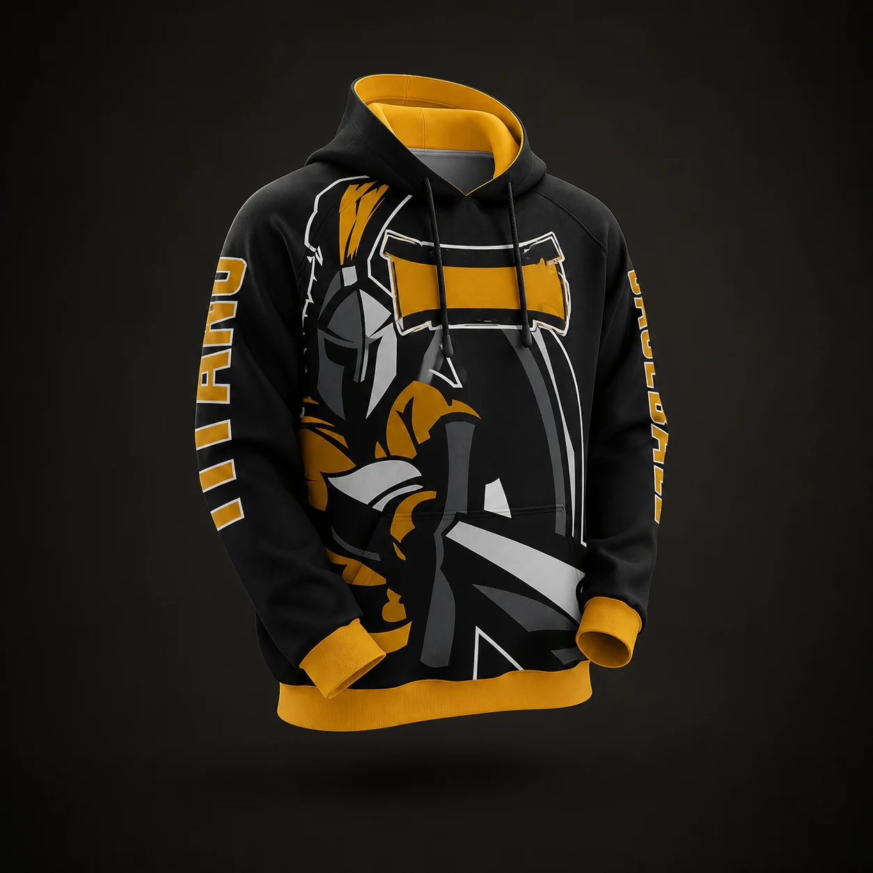 Black and yellow custom sublimation hoodie manufacturing sample