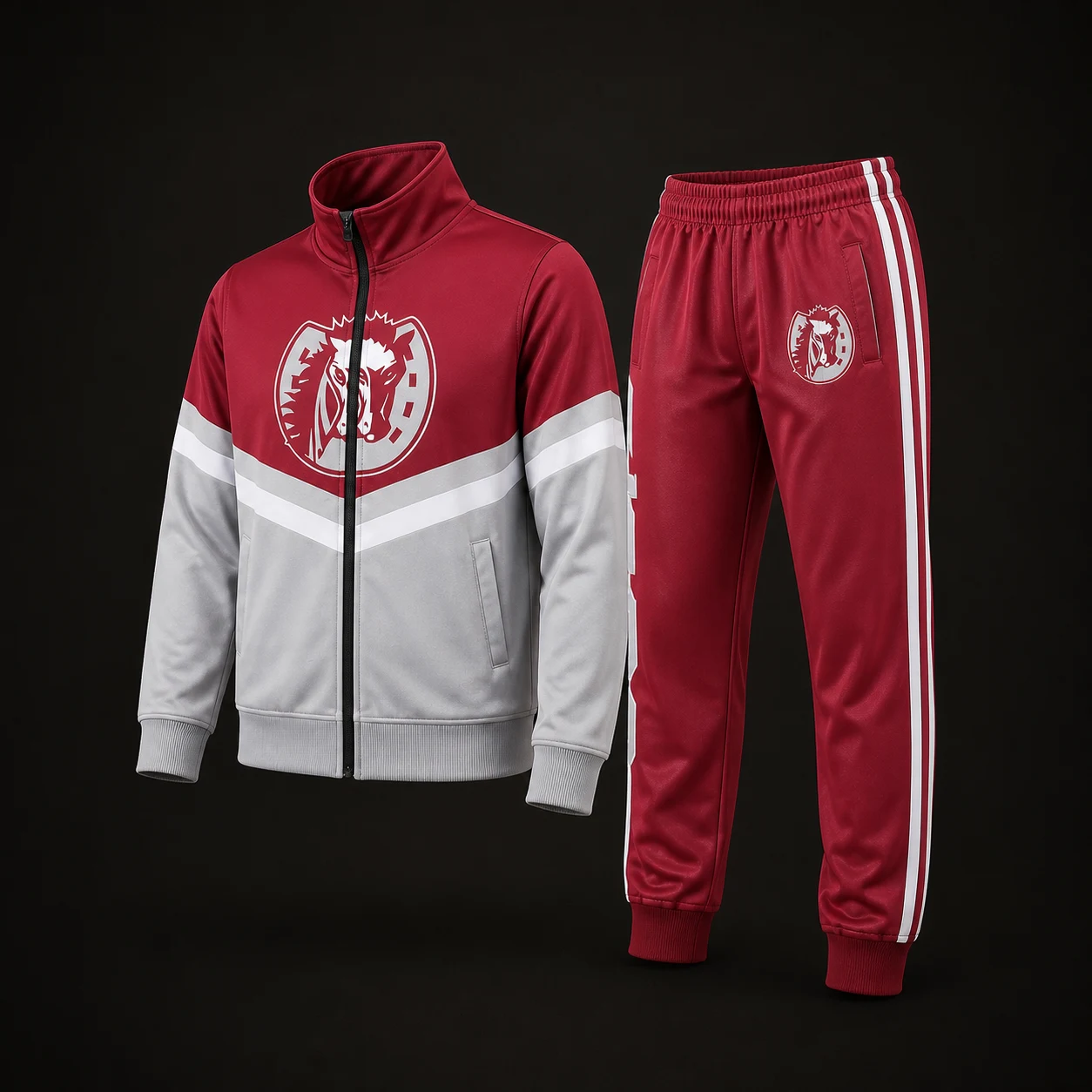Black custom tracksuit jacket and pants manufacturing sample