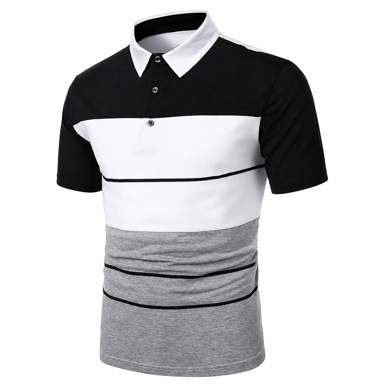 Black and white casual polo shirt