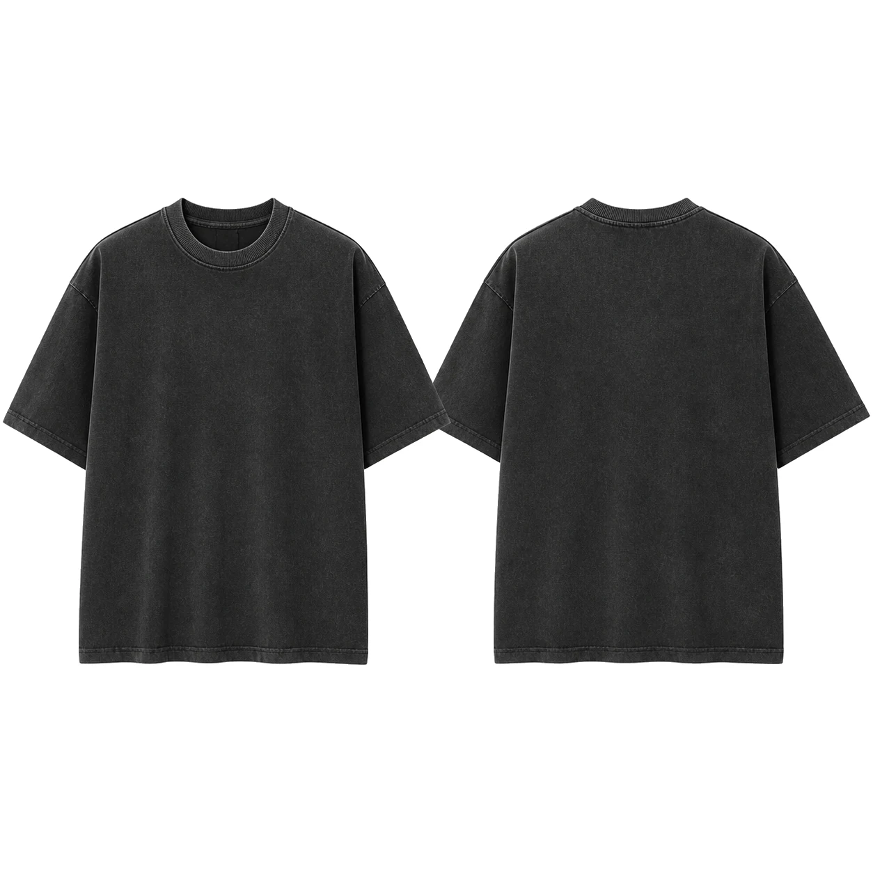 Blank heavyweight oversized t-shirt shown front and back for custom manufacturing