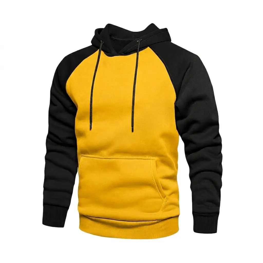 Yellow and black fleece hoodie