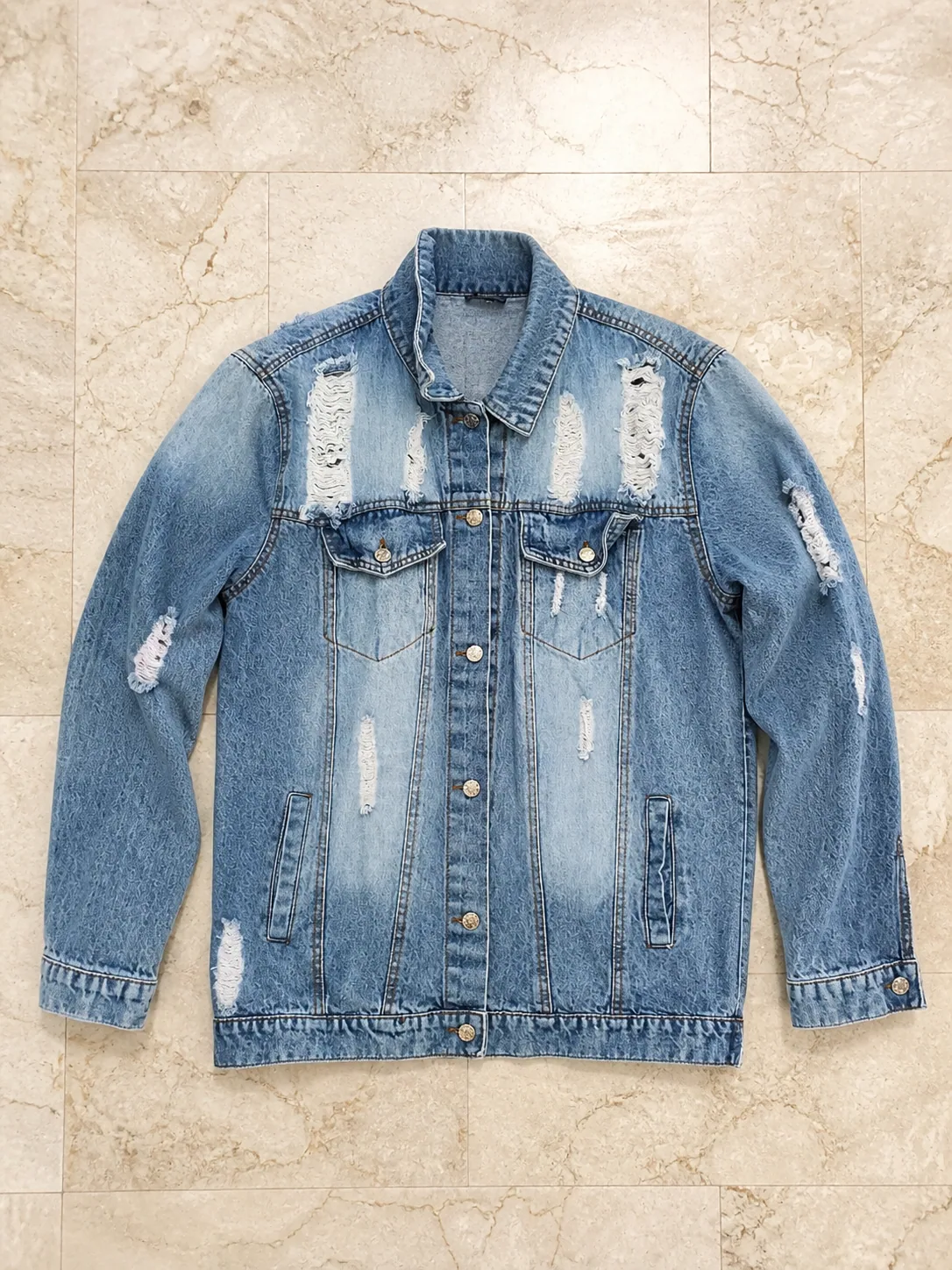 Second light wash distressed denim jacket from the United States shipment